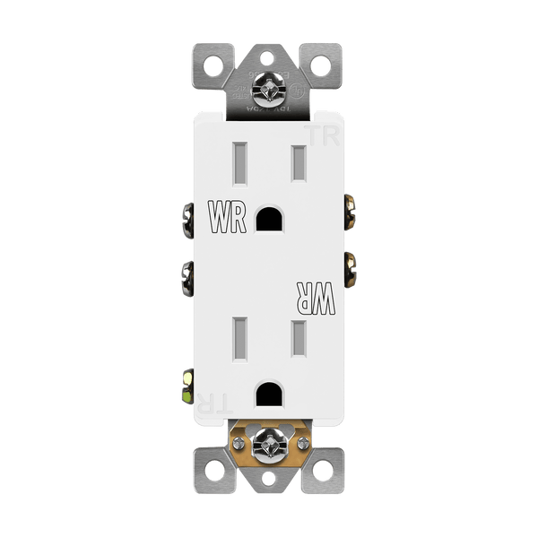 15Amp Decorator Duplex Receptacle | Tamper/Weather Resistant | 125V | 5-15R | Residential Grade