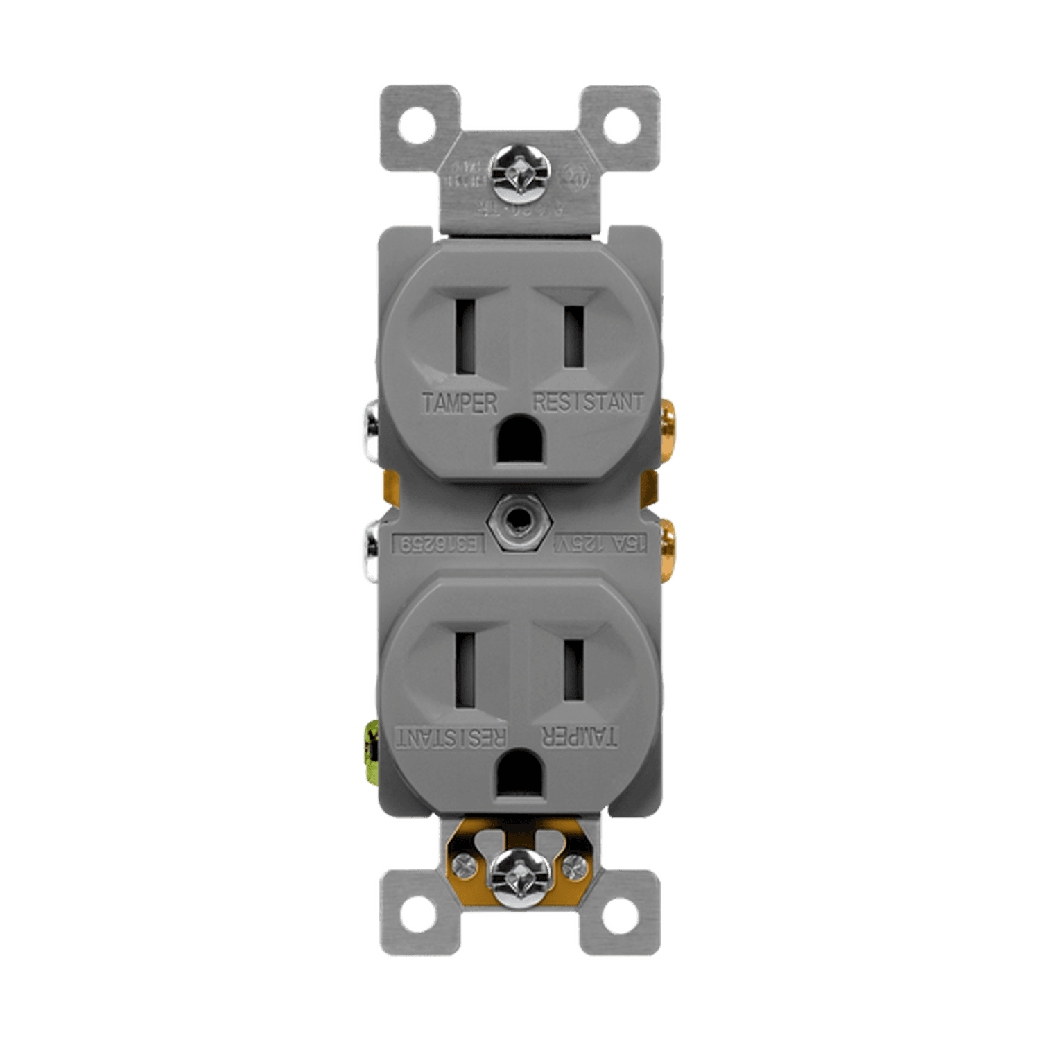 Self-grounding duplex receptacle with side and back wiring options