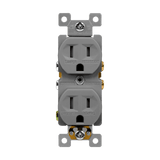 Self-grounding duplex receptacle with side and back wiring options