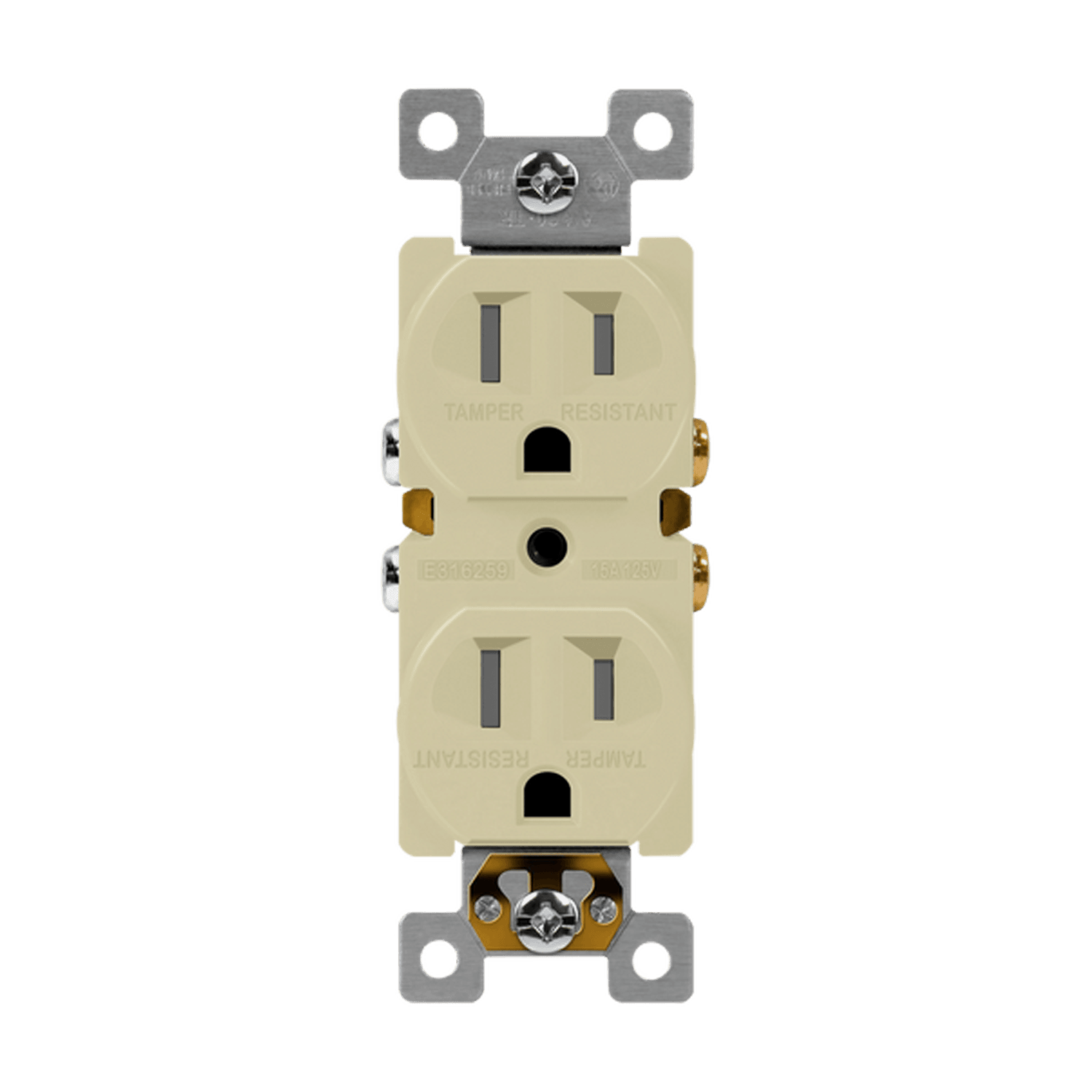 Self-grounding duplex receptacle with side and back wiring options
