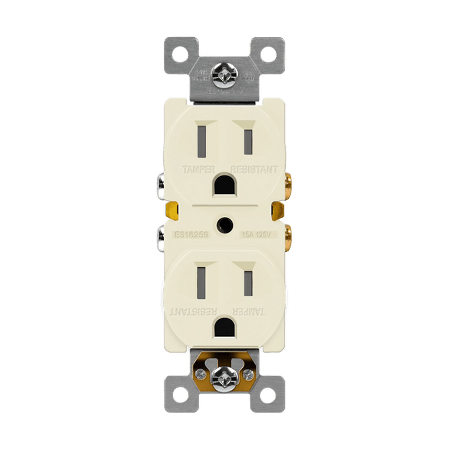 Enerlites 61580-TR 15A Duplex Outlet with Self-Grounding Clip