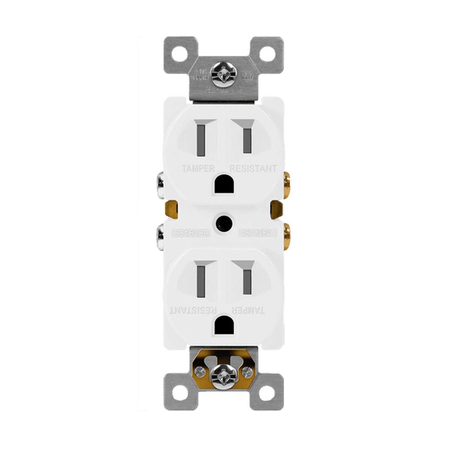 15 Amp Duplex Self Grounding Receptacle | Tamper Resistant | 125V | 5-15R | Residential Grade | Enerlites 61580-TR