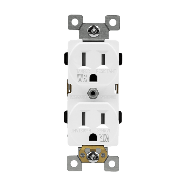 15Amp Duplex Receptacle | Tamper/Weather Resistant | 125V | 5-15R | Residential Grade