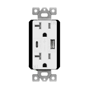 Dual USB Type-C/Type-A Charger 5.8A with 20A Tamper-Resistant Duplex Receptacles