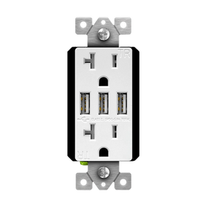 ENERLITES 62001-TR3USB-CC 20A tamper-resistant decorator receptacle with triple USB Type-A charger 5.8A UL & CUL listed - Available at Electrical Marketplace