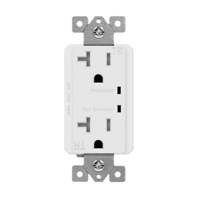 20Amp Decorator Duplex Receptacle | Tamper Resistant with Surge Suppressor | 125V | 5-20R | Residential Grade | Enerlites 62001-TRSS