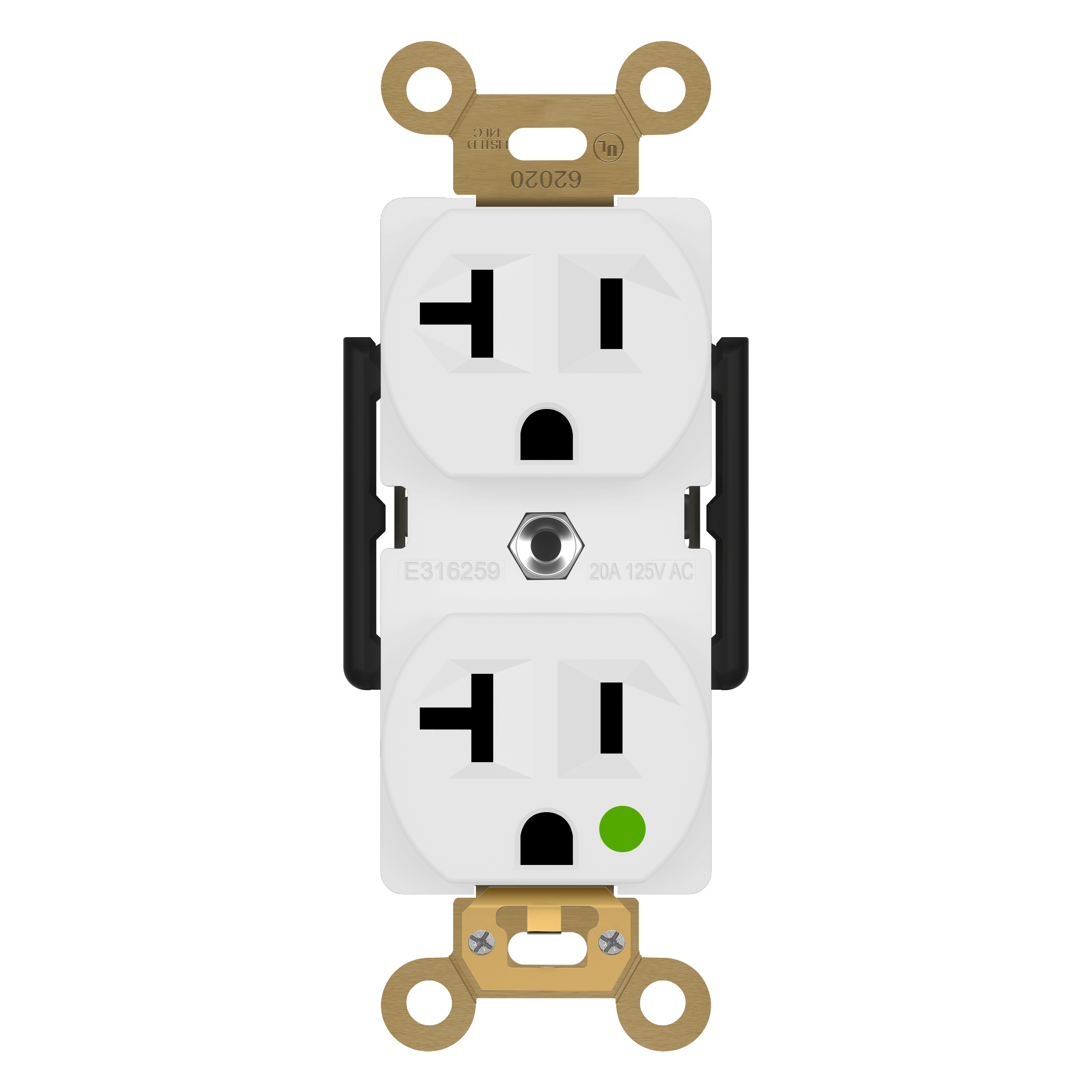 20 Amp Duplex Receptacle | 125V | 5-20R | Hospital Grade | Enerlite 62020