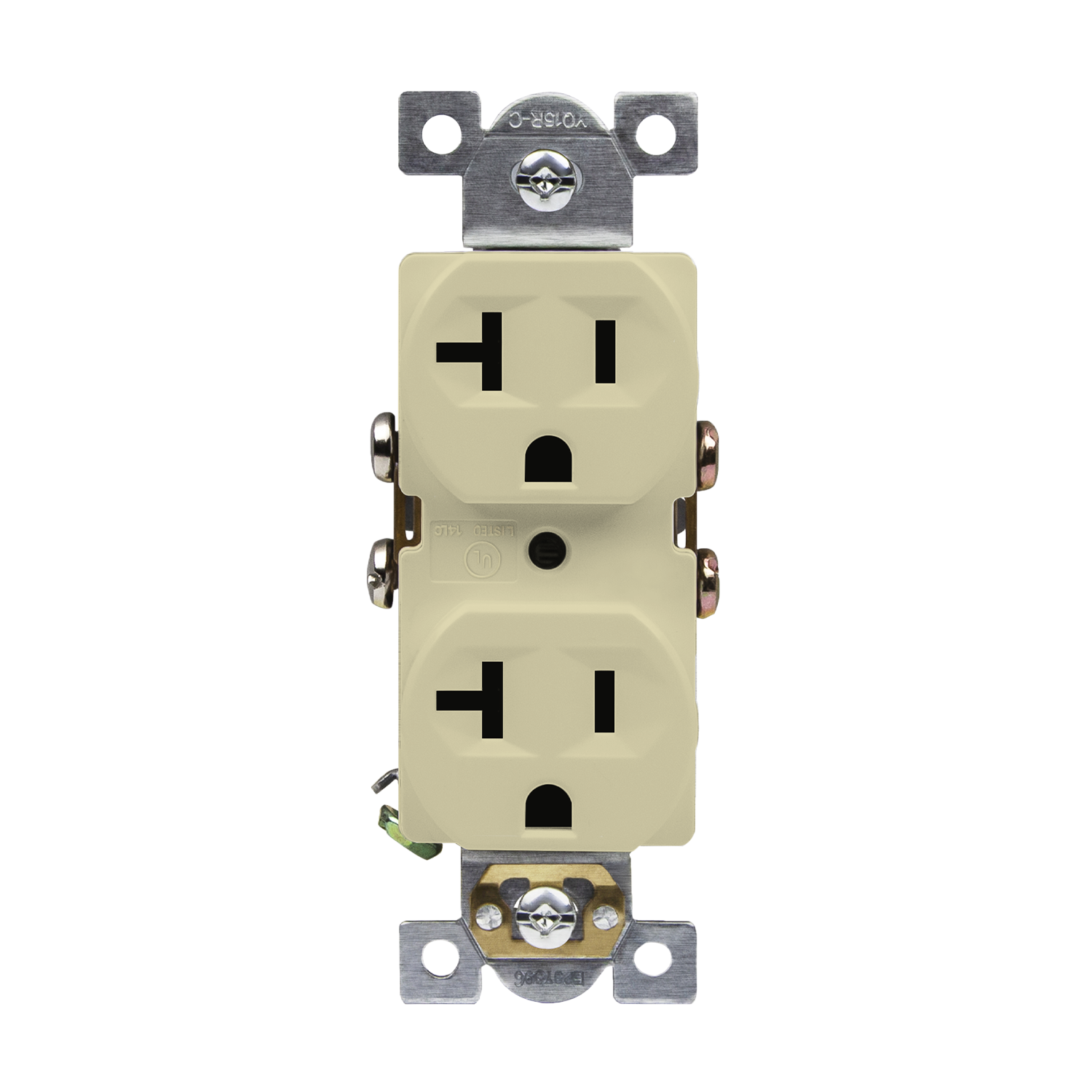 Tamper-resistant 20-amp outlet with back and side wiring