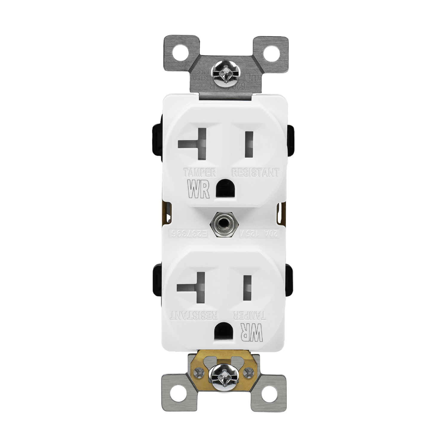ENERLITES 62040-TWR 20A commercial grade tamper and weather resistant duplex receptacle 5-20R with thermoplastic construction, shallow design, and UL listing.
