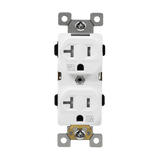 ENERLITES 62040-TWR 20A commercial grade tamper and weather resistant duplex receptacle 5-20R with thermoplastic construction, shallow design, and UL listing.