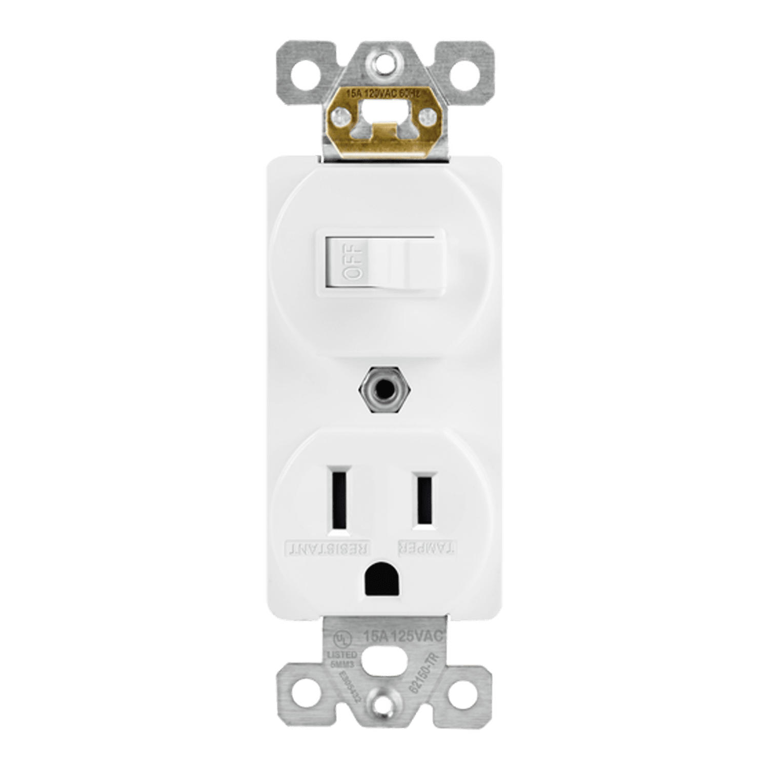 15 Amp Combo Receptacle Switch/Single | Tamper Resistant | 120V | Commercial Grade | Enerlites 62150-TR