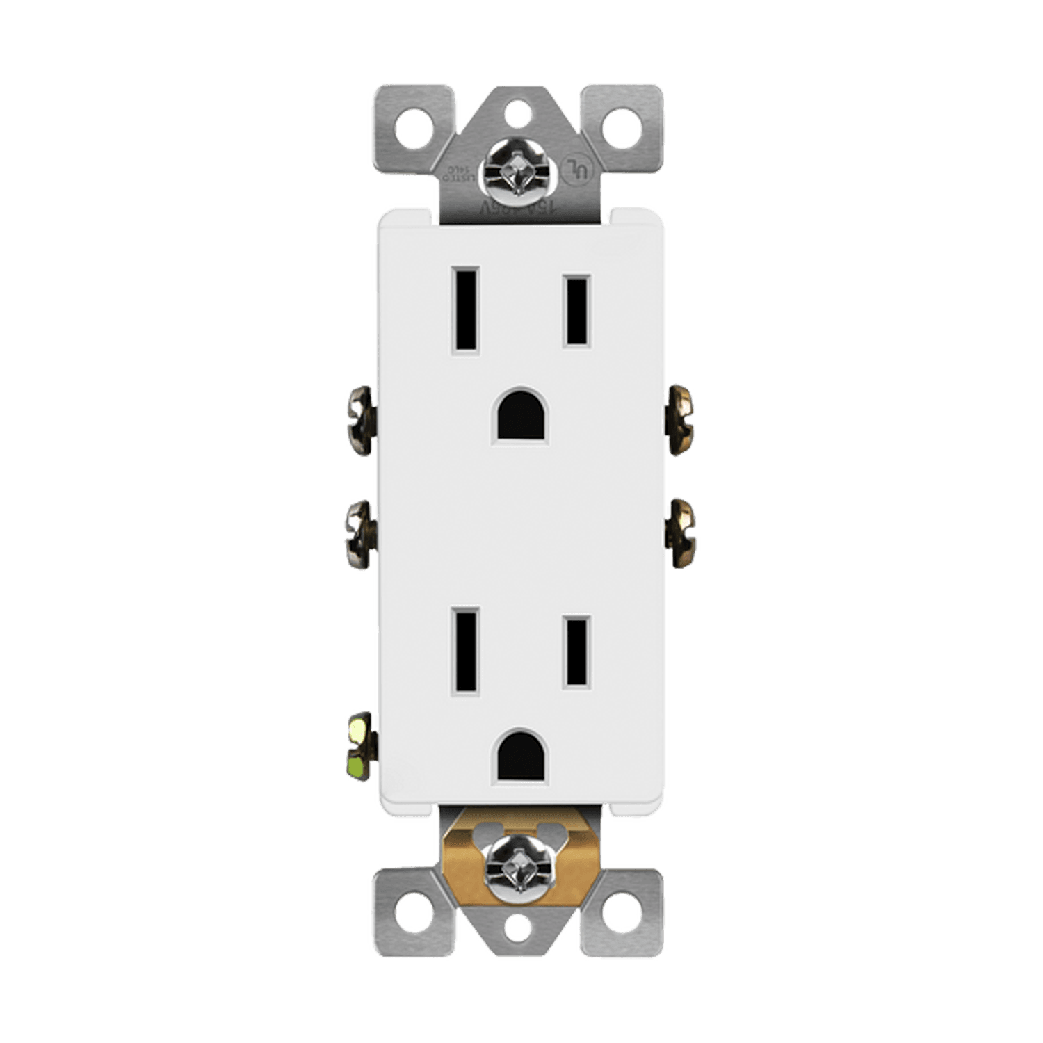15 Amp Decorator Duplex Receptacle | Tamper Resistant | 125V | 5-15R | Industrial Grade | Enerlites 63150-TR