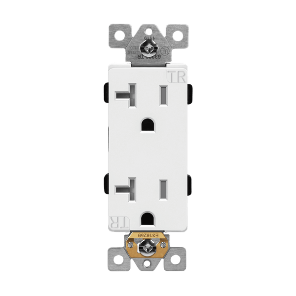 20 Amp Decorator Receptacle | Tamper Resistant | 125V | Industrial Grade