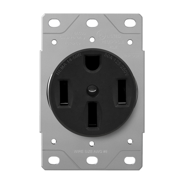 Industrial Grade, Flush Mount Receptacle, 50A, 125/250V 3-Pole, 4-Wire Grounding