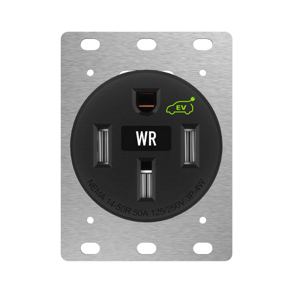 50Amp Flush Mount Receptacle | 125/250VAC | 14-50R | EV Charger | Weather Resistant | Industrial Grade
