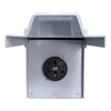 ENERLITES 66500MHW heavy-duty 50A outdoor receptacle box with galvanized steel construction, NEMA 3R weather-resistant enclosure, and silver-plated brass contacts for high-power devices.
