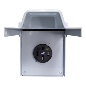 ENERLITES 66500MHW heavy-duty 50A outdoor receptacle box with galvanized steel construction, NEMA 3R weather-resistant enclosure, and silver-plated brass contacts for high-power devices. - Available at Electrical Marketplace