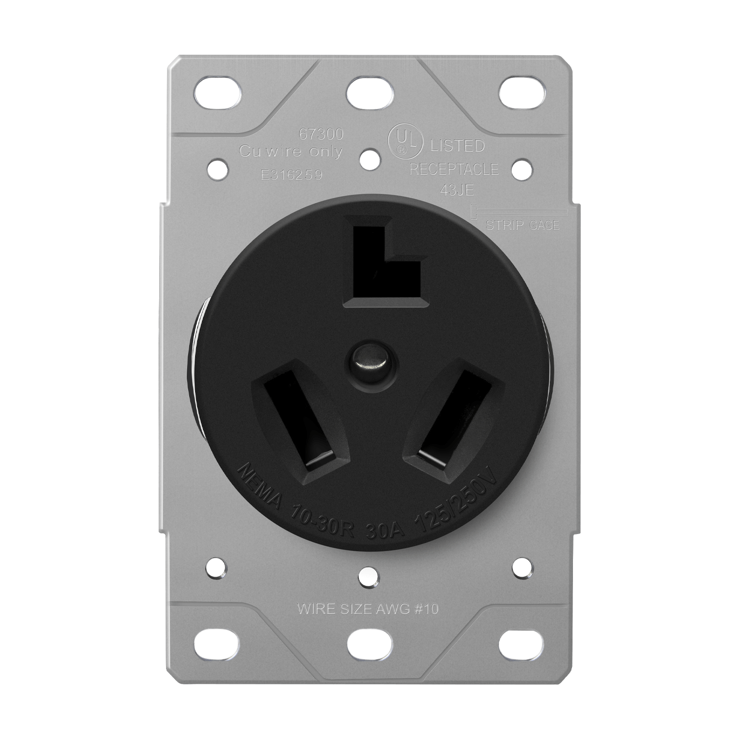 30 Amp Flush Mount Receptacle | 125/250V |  3-Pole/3-Wire | 10-30R | Enerlites 67300