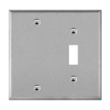 Enerlites 770111 430 stainless steel combination blank and toggle two-gang wall plate UL listed