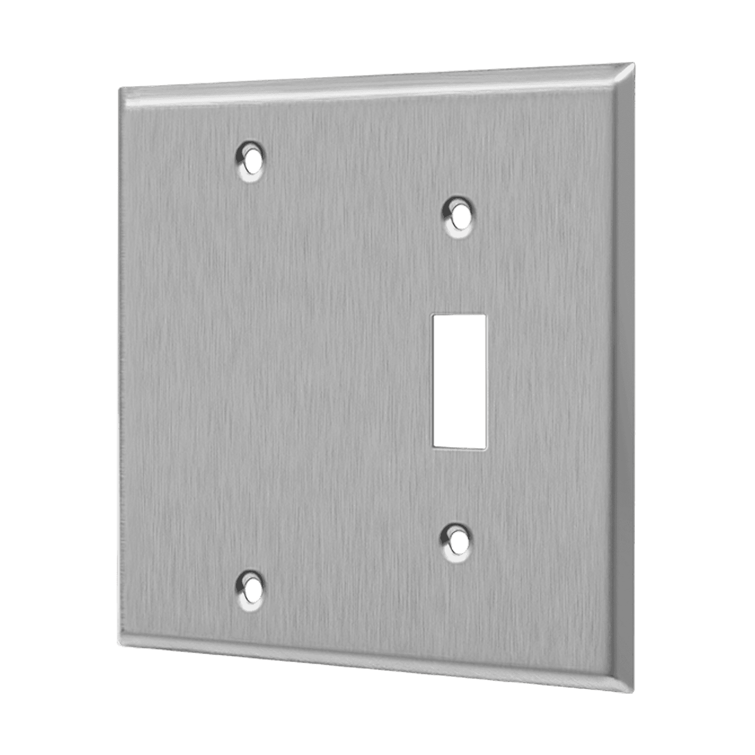 Enerlites 770111 430 stainless steel combination blank and toggle two-gang wall plate UL listed