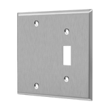 Enerlites 770111 430 stainless steel combination blank and toggle two-gang wall plate UL listed