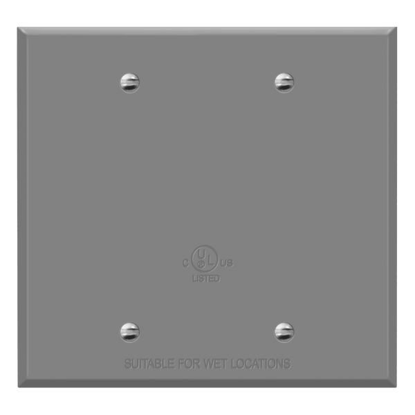 2-Gang Weatherproof Metal Blank Wall Plate | Enerlites 7702-WP