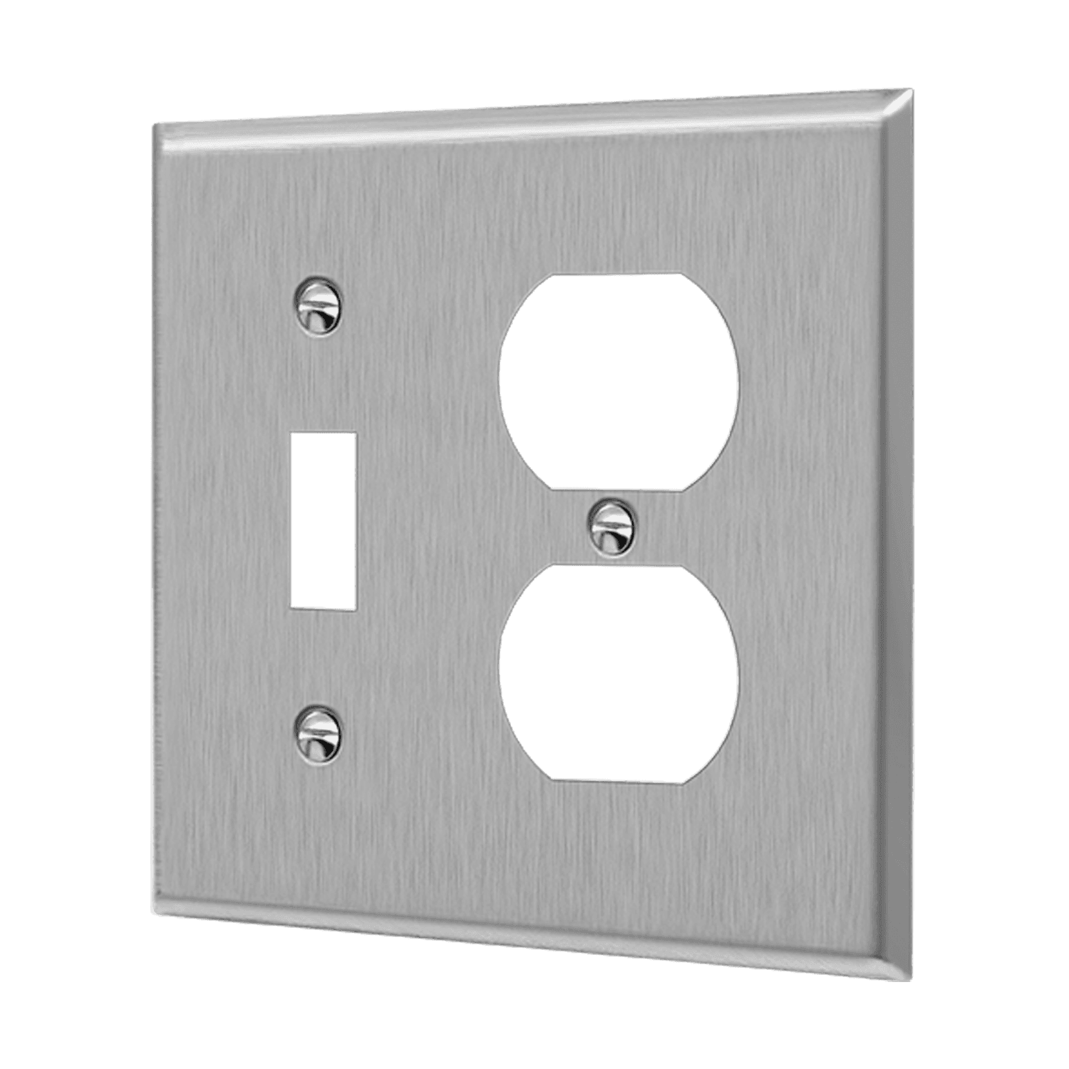 ENERLITES 771121 two-gang stainless steel wall plate for toggle switch and duplex receptacle, corrosion-resistant, impact-resistant, smooth finish, UL listed