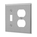 ENERLITES 771121 two-gang stainless steel wall plate for toggle switch and duplex receptacle, corrosion-resistant, impact-resistant, smooth finish, UL listed