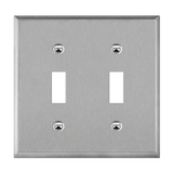 2-Gang Toggle Switch Wall Plate | Mid-Size | Stainless Steel | Enerlites 7712M