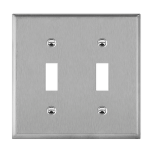 2-Gang Toggle Switch Wall Plate | Mid-Size | Stainless Steel | Enerlites 7712M - Available at Electrical Marketplace