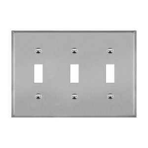 Enerlites 7713M three-gang toggle switch wall plate mid-size stainless steel corrosion resistant durable design - Available at Electrical Marketplace