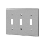 Enerlites 7713M three-gang toggle switch wall plate mid-size stainless steel corrosion resistant durable design