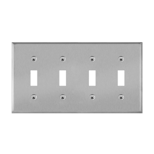 Enerlites 7714M four-gang toggle switch wall plate mid-size stainless steel corrosion resistant durable design - Available at Electrical Marketplace