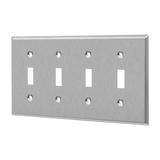Enerlites 7714M four-gang toggle switch wall plate mid-size stainless steel corrosion resistant durable design