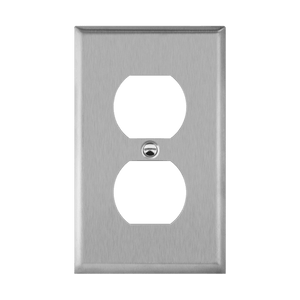 Enerlites 7721M mid-size duplex receptacle wall plate made of 430 stainless steel durable corrosion resistant design - Available at Electrical Marketplace