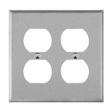 Enerlites 7722M two-gang duplex receptacle wall plate mid-size stainless steel corrosion resistant durable design