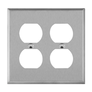 Enerlites 7722M two-gang duplex receptacle wall plate mid-size stainless steel corrosion resistant durable design - Available at Electrical Marketplace