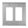 Enerlites 7732 stainless steel two-gang wall plate front view