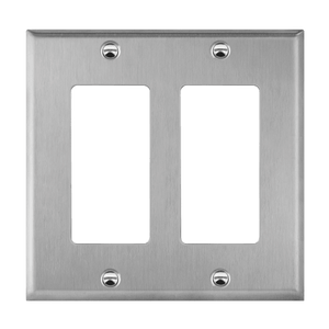 Enerlites 7732 stainless steel two-gang wall plate front view - Available at Electrical Marketplace