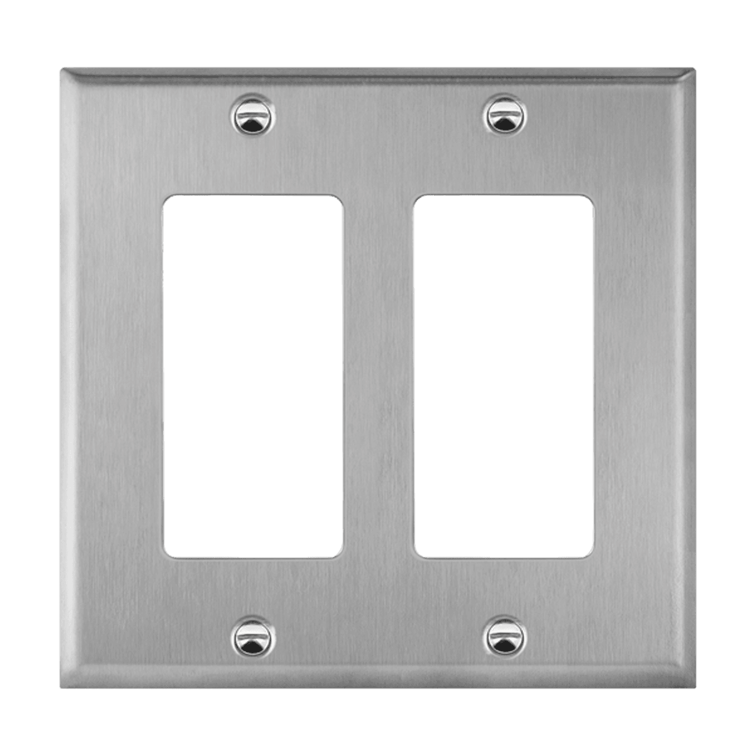 2-Gang Decorator Wall Plate | Mid-Size | Stainless Steel | Enerlites 7732M