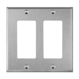 Enerlites 7732M two-gang decorator GFCI wall plate mid-size stainless steel corrosion resistant durable design - Available at Electrical Marketplace