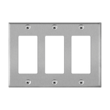Enerlites 7733M three-gang decorator GFCI wall plate mid-size stainless steel corrosion resistant durable design