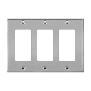 Enerlites 7733M three-gang decorator GFCI wall plate mid-size stainless steel corrosion resistant durable design - Available at Electrical Marketplace
