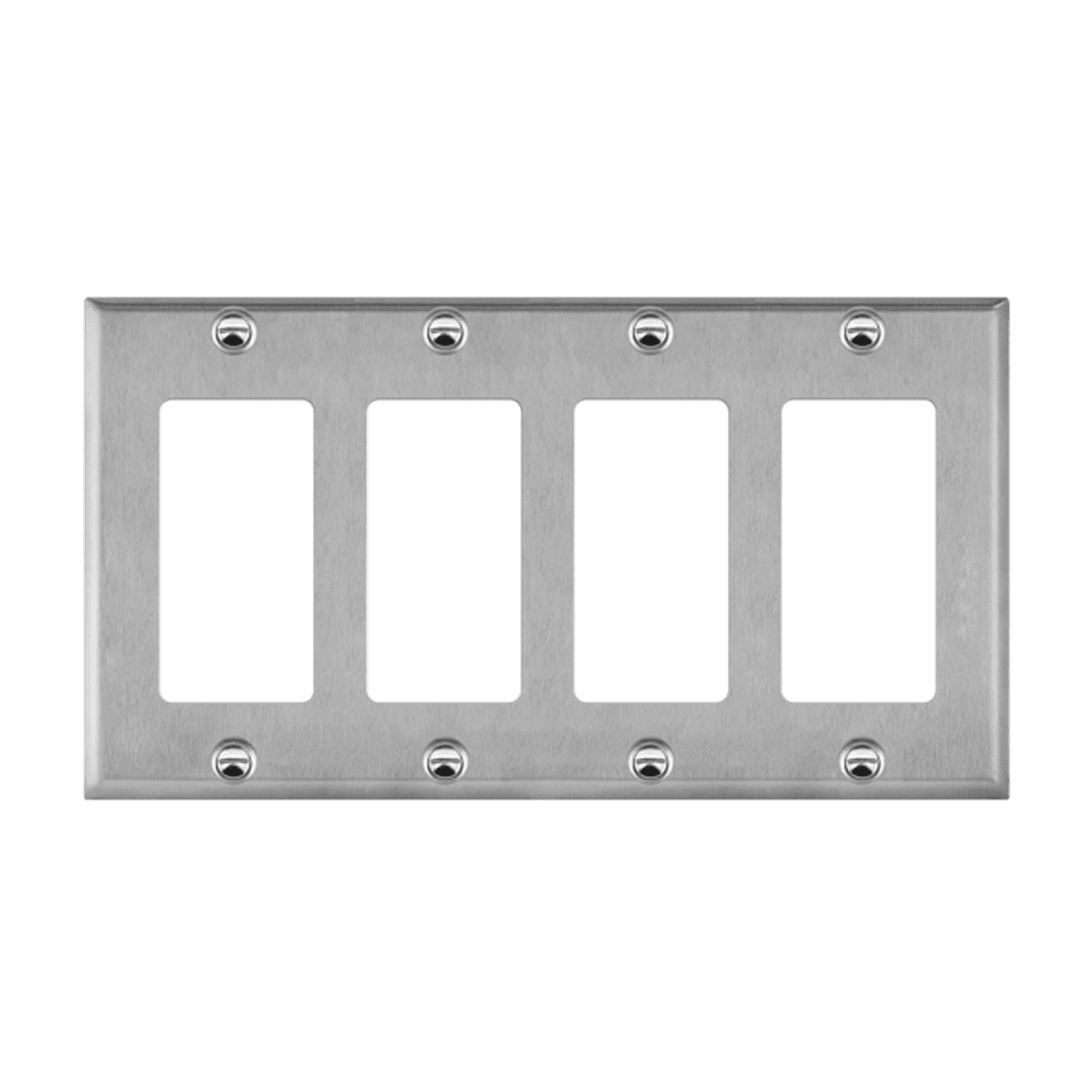 4-Gang Decorator Wall Plate | Mid-Size | Stainless Steel | Enerlites 7734M
