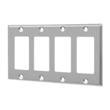 Enerlites 7734M four-gang decorator GFCI wall plate mid-size stainless steel corrosion resistant durable design