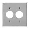 7752 stainless steel two-gang wall plate with single duplex receptacle opening