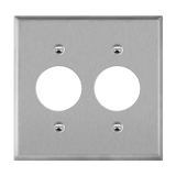 7752 stainless steel two-gang wall plate with single duplex receptacle opening
