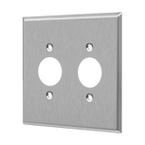 7752 stainless steel two-gang wall plate with single duplex receptacle opening
