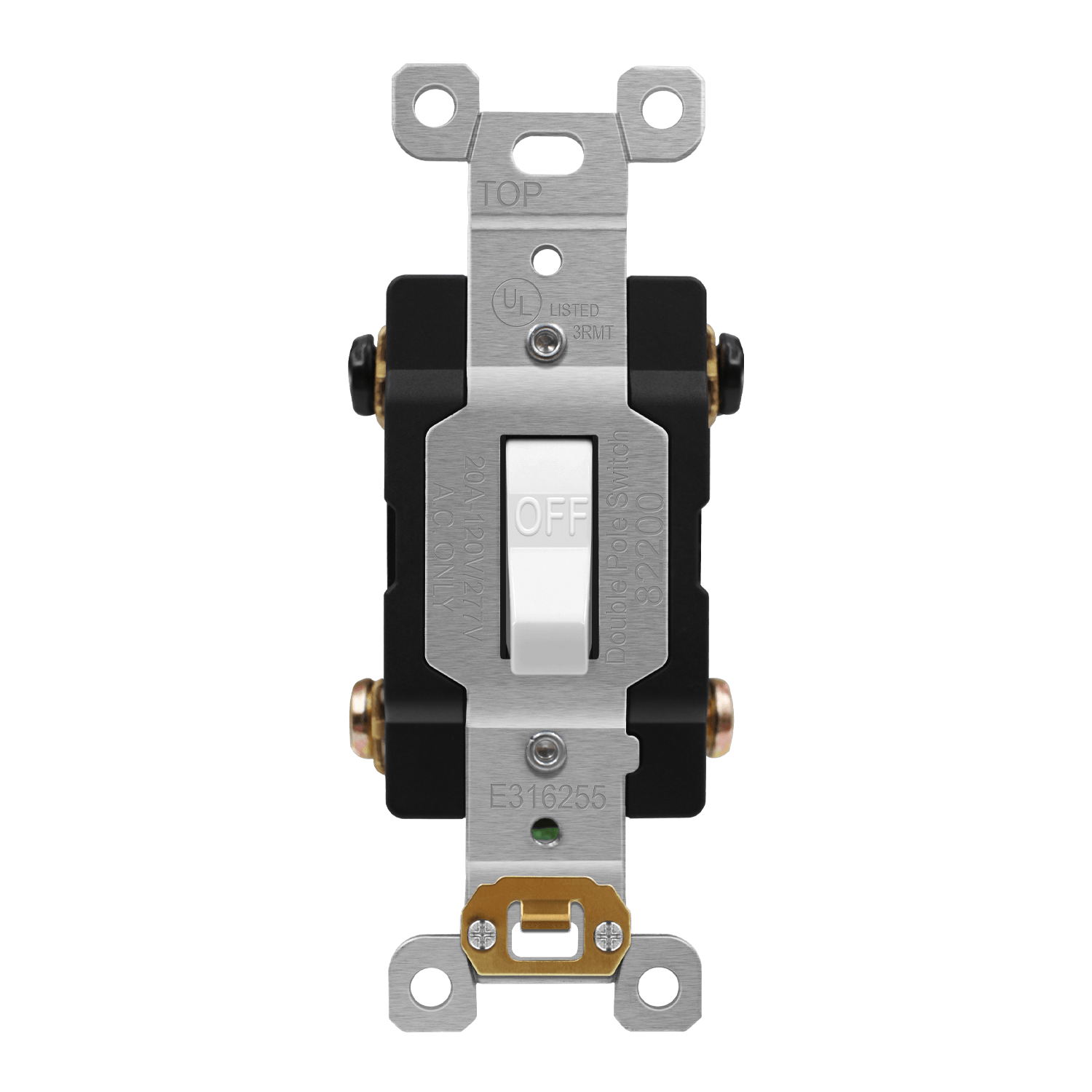 20Amp 1-Gang 2-Pole Toggle Switch | 120/277V | Commercial Grade | Side & Push Wire