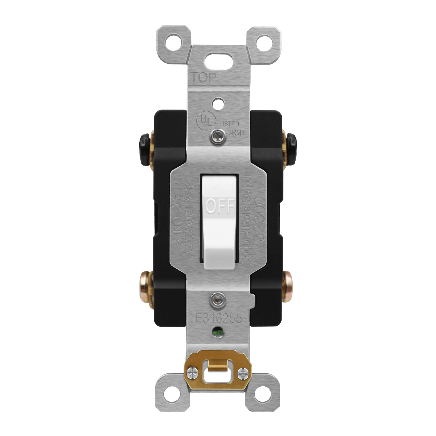 30Amp 1-Gang 2-Pole Toggle Switch | 120/277V | Commercial Grade | Side & Push Wire